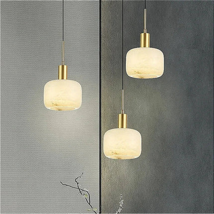 Lustre suspension nordique en marbre et cuivre élégant — LZ4X9P