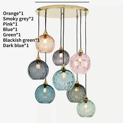 Lustre suspension en verre coloré effet grain d’eau nordique — LZ4X9P