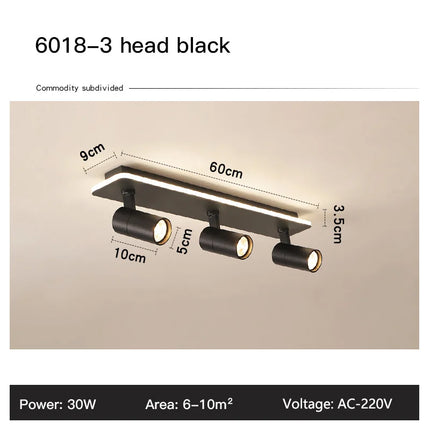 Lustre LED à bandes acryliques avec spots intégrés noir — LZ4P9X