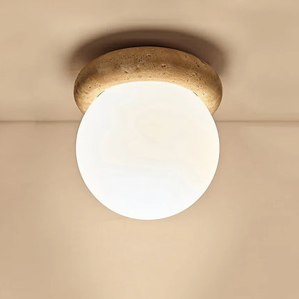 Plafonnier LED style wabi sabi en travertin, déco industrielle japonaise — LZ4X9P