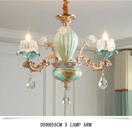 Lustre suspension style européen rétro en cristal et céramique — LZ4D9XQ