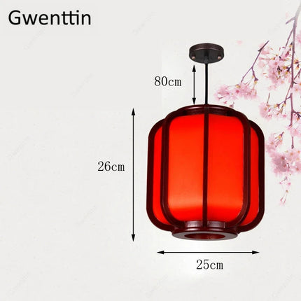 Suspension en bois style chinois avec lanterne en peau de mouton — LZ4X9P2