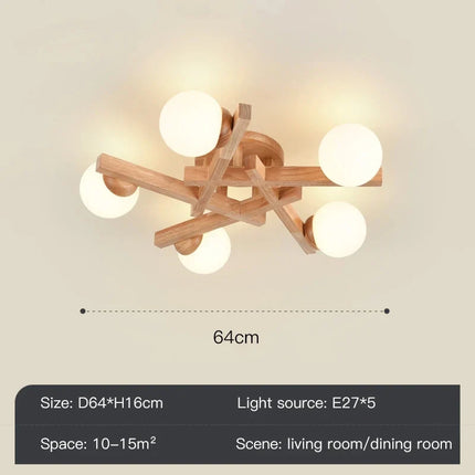Lustre en bois au design nordique lumineux pour intérieur — LZ4P9XJ