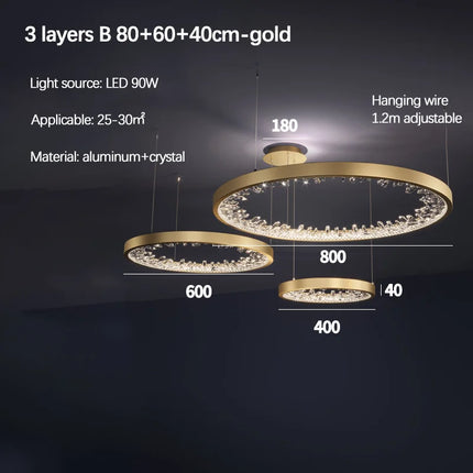 lustre en cristal design luxe avec éclairage led