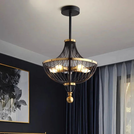Lustre suspension LED rétro en fer style américain — LZ4X9P2