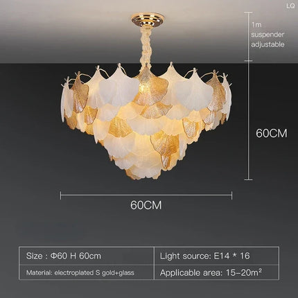 Suspension décorative moderne en verre motif ginkgo — LZ4P9XQ7