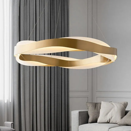 Suspension lustre anneau doré au design nordique moderne — LZ4X9P