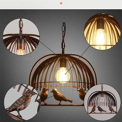 Lustre cage à oiseaux en fer forgé pour café et bar — LZ4QJ7M9