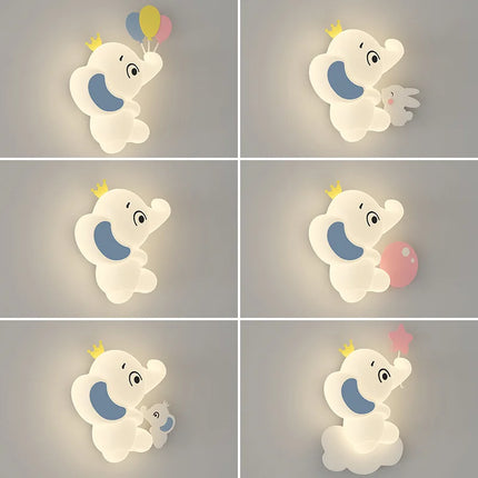 Applique murale moderne éléphant avec lumière douce pour enfant — LZ4P7XQ