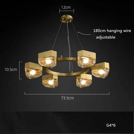 suspension led décorative en cuivre avec luminaire réglable