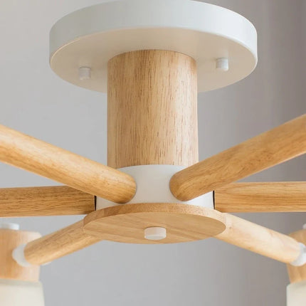 Lustre suspension nordique en verre et bois naturel — LZ4X9J