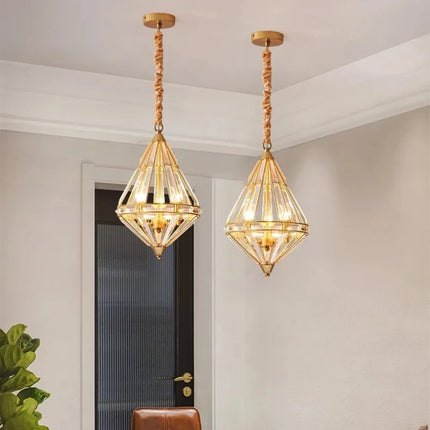 Suspension en cristal doré au design nordique élégant — LZ4X9P