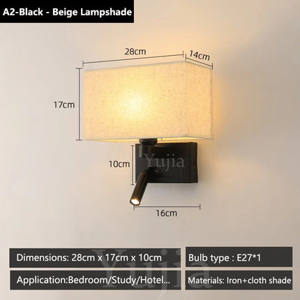 Applique murale avec abat-jour en tissu et spot orientable 360° — LZ4XJ9
