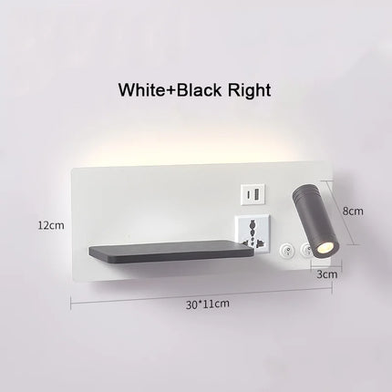 Applique murale avec lampe de chevet, chargeur sans fil USB-C et projecteur rotatif — LZ4X9P2