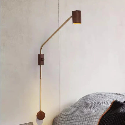 Applique murale vintage en bois à bras oscillant pour hôtel et café — LZ4X9T2