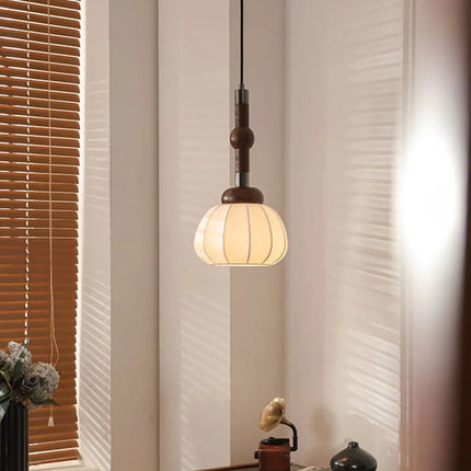 Lustre suspension en soie et bois style chinois pour intérieur — LZ4X9P2