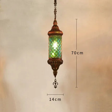 Lustre industriel rétro en fer avec verre coloré pour établissements asiatiques — LZ7XQ2