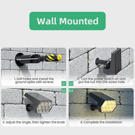 Spot solaire extérieur 92 LED étanche IP67 2 en 1 pour jardin et porche — LZ4X9P
