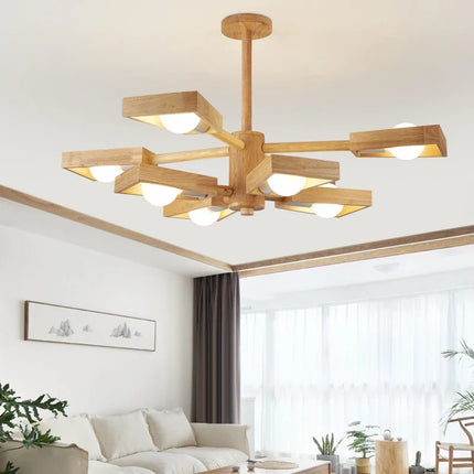 Lustre suspension en bois style nordique pour décoration d’intérieur — LZ4P9XJ