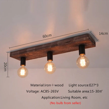 Lustre vintage créatif en bois massif pour salon et restaurant — LZ4X9P