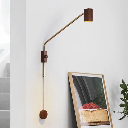 Applique murale vintage en bois à bras oscillant pour hôtel et café — LZ4X9T2