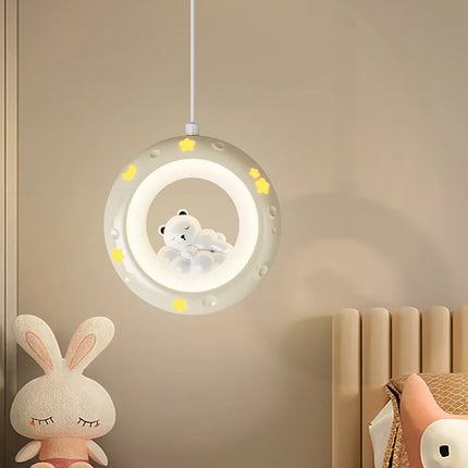 Suspension enfant en résine avec motifs ours et lapin — LZ4F9X2