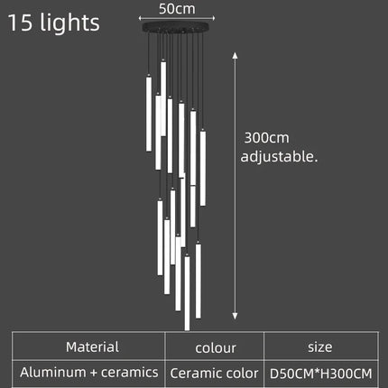 Lustre LED tube long spirale au design minimaliste moderne 2023 — LZ4X9M