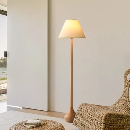 Lampadaire zen en bois massif style japonais Wabi Sabi avec LED — LZ4X9P