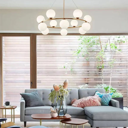 Suspension en verre blanc au design nordique pour intérieur décoratif — LZ4M9X