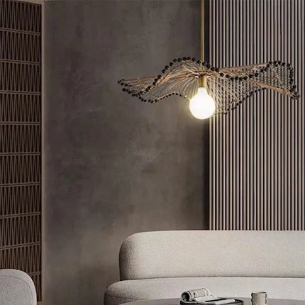 Lustre suspension art déco en corde de chanvre pour commerces — LZ4N7Q