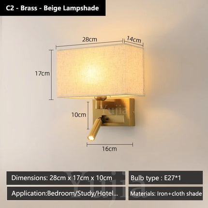 Applique murale avec abat-jour en tissu et spot orientable 360° — LZ4XJ9