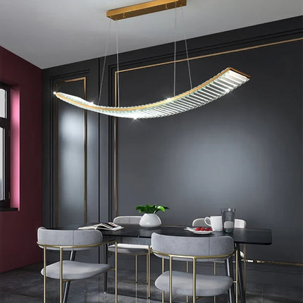 Lustre LED nordique rectangulaire en cristal pour cuisine moderne — LZ4M9X2