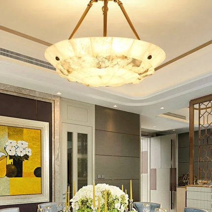 Lustre suspension minimaliste en cuivre et marbre design moderne — LZ4X9P2