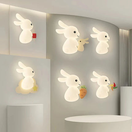 Applique murale enfant avec motif lapin, carotte et nuage lumineux — LZ4T9Q2N