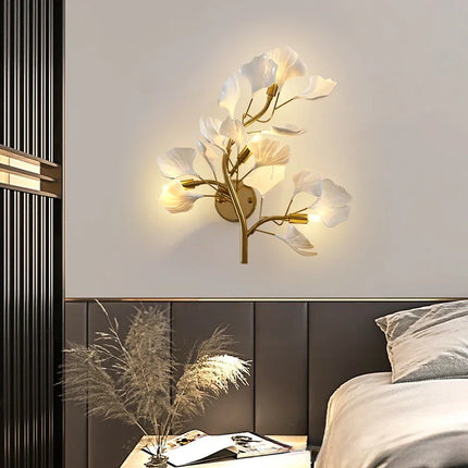 Applique murale LED en céramique décor ginkgo moderne — LZ4X9P2