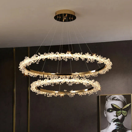 Lustre moderne en cristal avec éclairage LED annulaire variable — LZ4X9P2