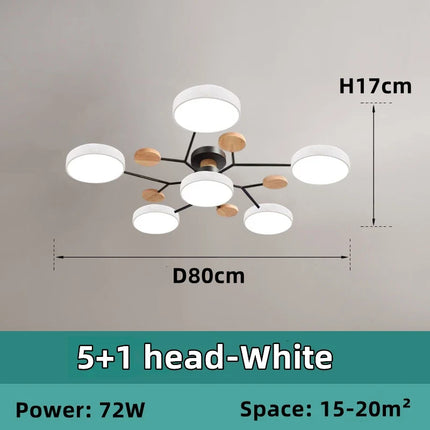 Lustre LED en bois style nordique pour plusieurs pièces — LZ4X9T