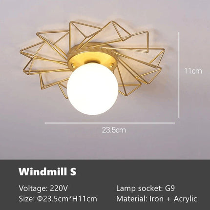 Plafonnier doré luxe style nordique feuille de lotus en montage surface — LZ4P9XQ