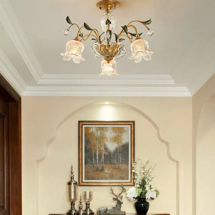 Lustre en verre à motifs floraux style méditerranéen — LZ4G7XQ