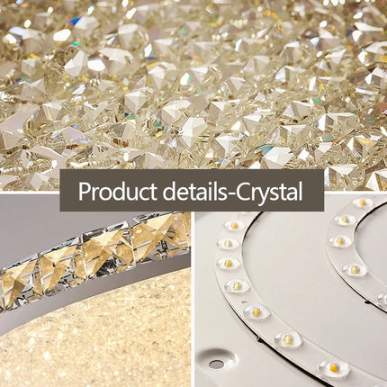 Plafonnier LED rond en cristal K9 au design nordique chaleureux — LZ4X9T
