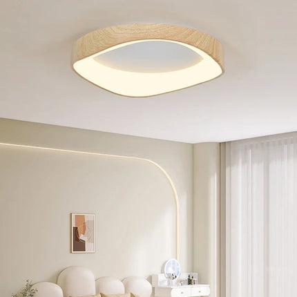 Plafonnier rond en bois avec télécommande pour éclairage intérieur — LZ4P9XJ