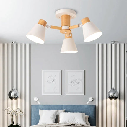 Lustre suspension nordique en bois massif pour hôtel et restaurant — LZ4P9X