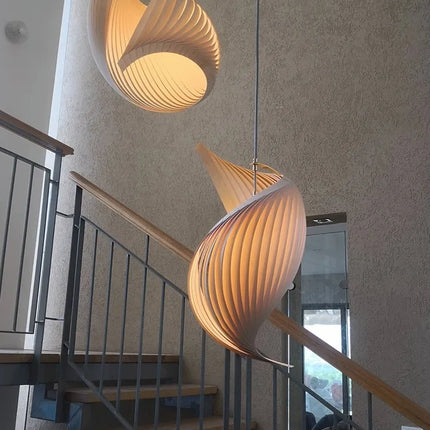 Lustre suspension nordique en bois style wabi sabi rétro — LZ4X9T2