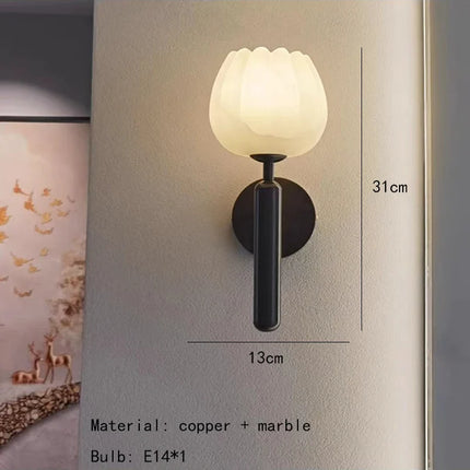 Applique murale Art déco en marbre et laiton forme fleur — LZ4G7XQ