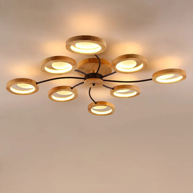 Lustre moderne en bois avec LED style nordique — LZ4X9P2
