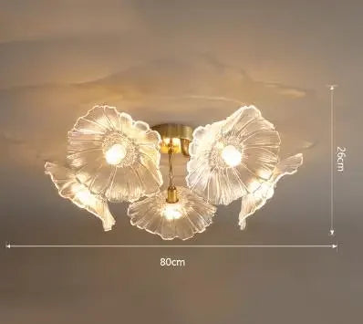 Lustre moderne en verre design fleur de lotus lumineux — LZ4X9P2