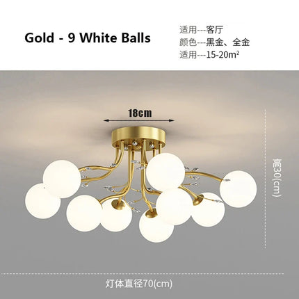 Lustre en verre noir et or avec cristal décoratif étoile — LZ4X9T