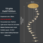 15 lumières / Lustre doré / Lumière chaude NON variable