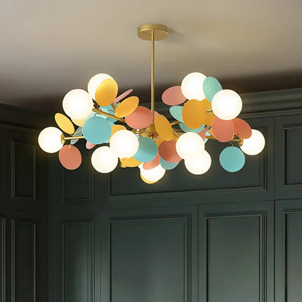 Lustre suspension moderne en verre design raisin doré — LZ4X9T