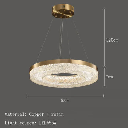 Suspension minimaliste en résine et cuivre avec télécommande moderne — LZ4X9J